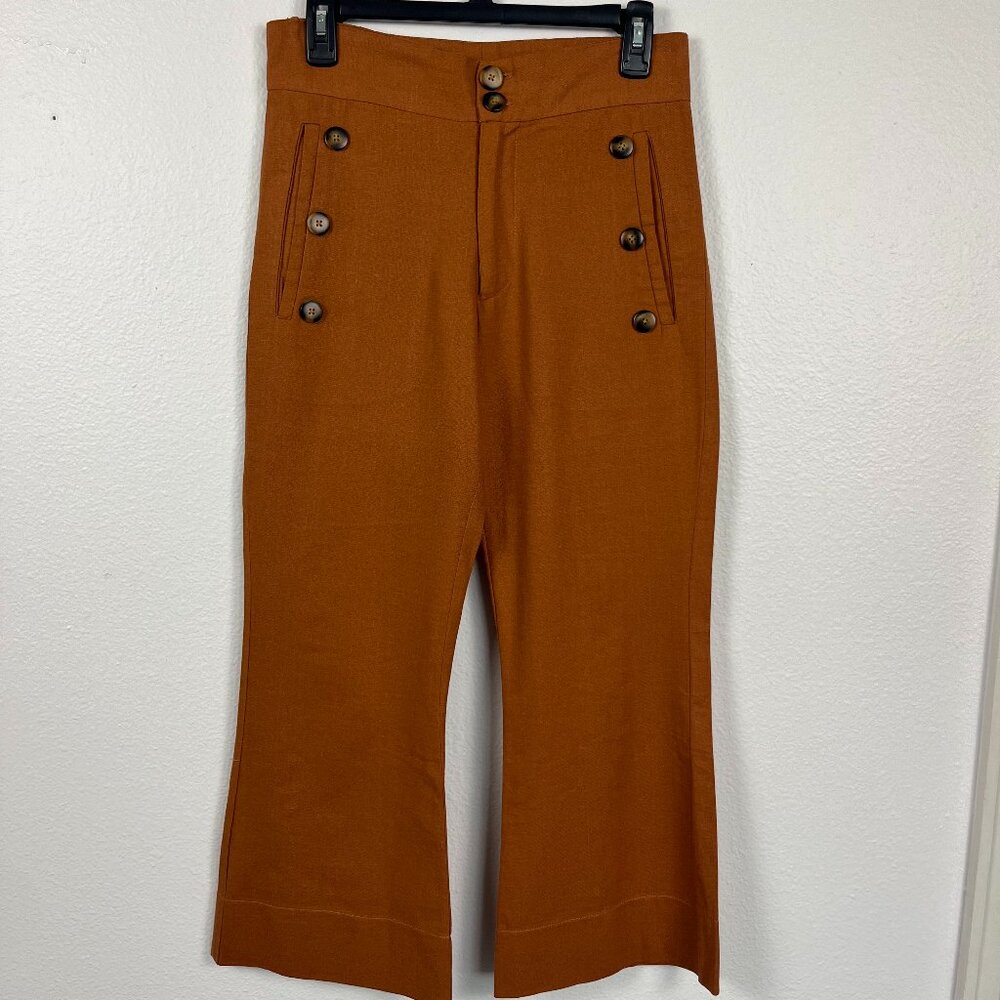 FP Jen’s Pirate Booty | Gwen Cropped Linen Pants Sunburn/Rust, size XS - Picture 2 of 11